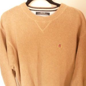 vintage men's hilfiger crew neck sweater tan sz L